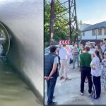 VIDEO | Inundații pe strada Tudor Vladimirescu din Durlești: un colector înfundat a avariat case și a distrus drumul